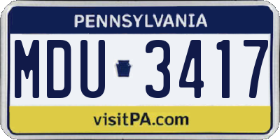 PA license plate MDU3417