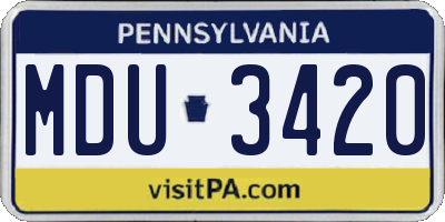 PA license plate MDU3420