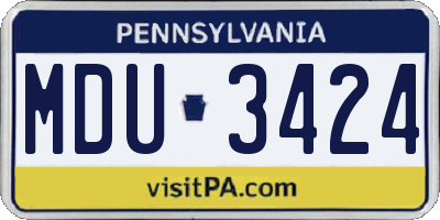 PA license plate MDU3424