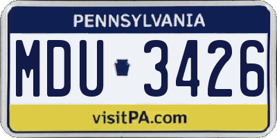 PA license plate MDU3426