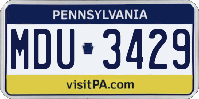 PA license plate MDU3429
