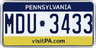 PA license plate MDU3433