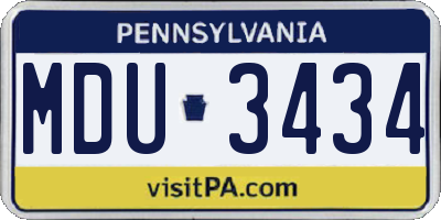 PA license plate MDU3434