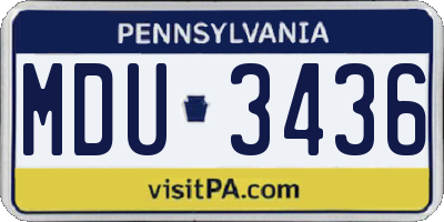 PA license plate MDU3436