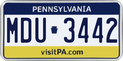 PA license plate MDU3442