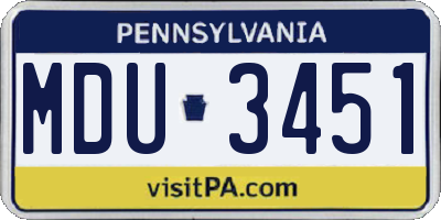 PA license plate MDU3451