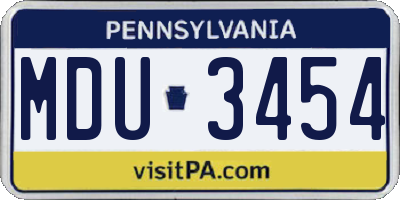 PA license plate MDU3454