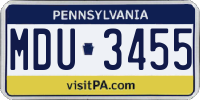 PA license plate MDU3455