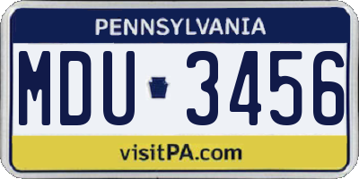 PA license plate MDU3456