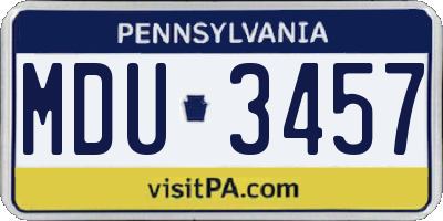 PA license plate MDU3457
