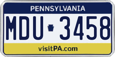 PA license plate MDU3458