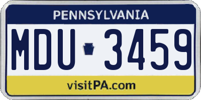 PA license plate MDU3459