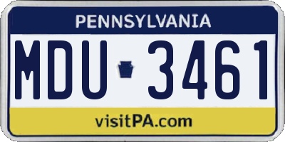 PA license plate MDU3461