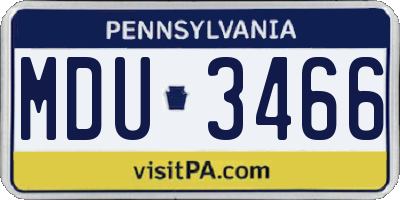 PA license plate MDU3466