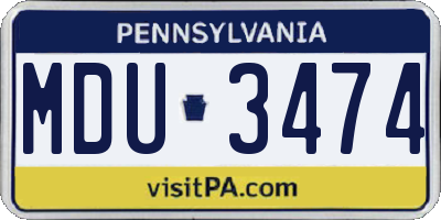 PA license plate MDU3474