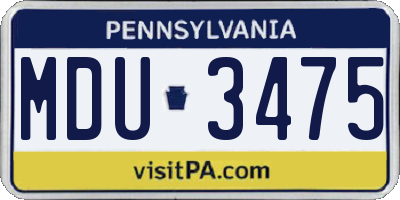 PA license plate MDU3475
