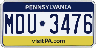 PA license plate MDU3476