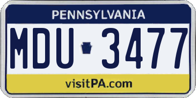 PA license plate MDU3477
