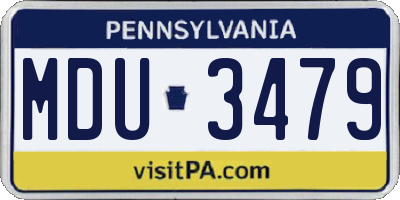 PA license plate MDU3479