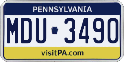 PA license plate MDU3490