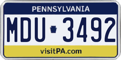 PA license plate MDU3492