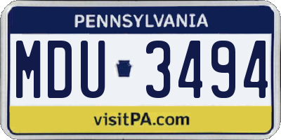 PA license plate MDU3494