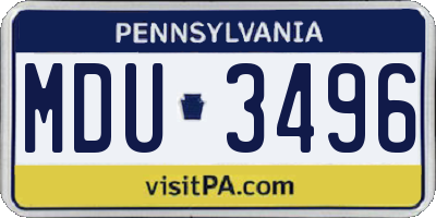 PA license plate MDU3496