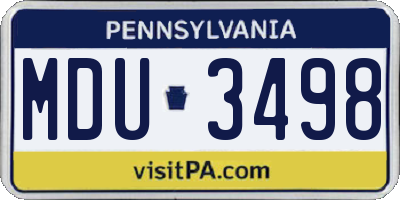 PA license plate MDU3498