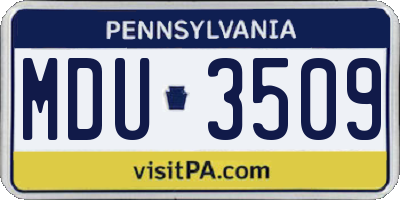 PA license plate MDU3509