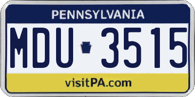 PA license plate MDU3515