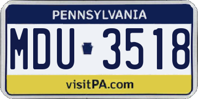PA license plate MDU3518