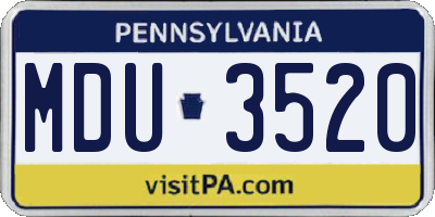 PA license plate MDU3520