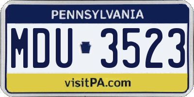 PA license plate MDU3523