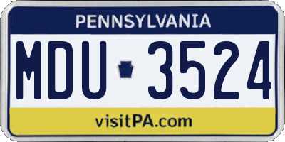 PA license plate MDU3524