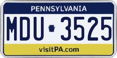 PA license plate MDU3525
