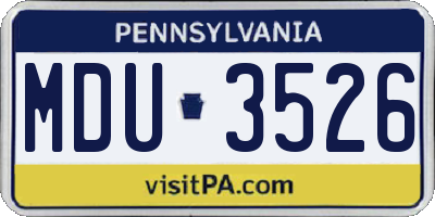 PA license plate MDU3526