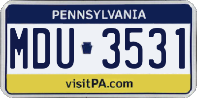 PA license plate MDU3531