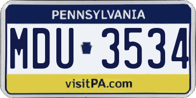 PA license plate MDU3534
