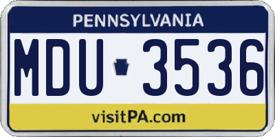 PA license plate MDU3536