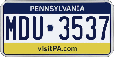 PA license plate MDU3537