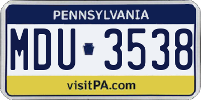 PA license plate MDU3538