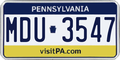 PA license plate MDU3547