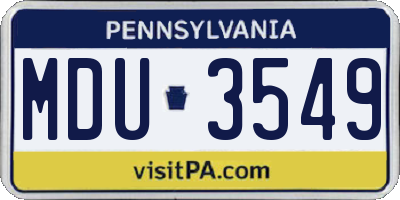 PA license plate MDU3549