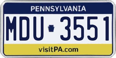 PA license plate MDU3551