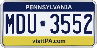PA license plate MDU3552