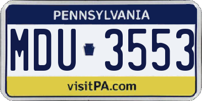 PA license plate MDU3553