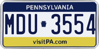 PA license plate MDU3554