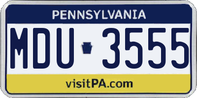 PA license plate MDU3555