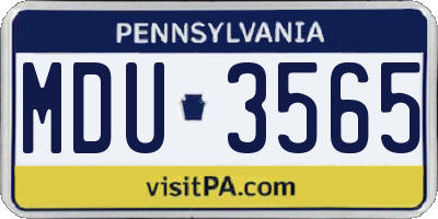 PA license plate MDU3565