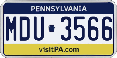 PA license plate MDU3566